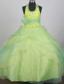 Sequins and Beading Decorate Apple Green and Spring Green Halter Flower Girl Pageant Dress With Apple Freen Belt