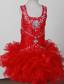 Red Pretty Scoop Neckline Beaded Decorate Little Girl Pagaent Dress