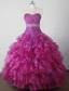 Beading and Ruffles Hand Made Flowers Gorgeous Ball Gown Little Girl Pageant Dress Sweetheart Floor-length