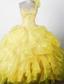 Elegant Beading Ruffles Ball Gown One Shouldder Floor-length Little Girl Pageant Dress