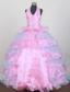 Pretty Beading Ball Gown Halter Floor-length Little Gril Pageant Dress