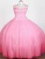 Simple Beaded Decorate Bodice Ball Gown Halter Top Floor-length Little Gril Pageant Dress