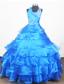 Blue Little Gril Pageant Dress With Ruffled Layered and Beading