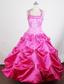 Halter Top and Embroidery For Hot Pink Little Girl Pageant Dresses With Appliques and Pick-ups
