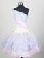 One Shoulder and Ruffled Layers For Colorful Little Girl Pageant Dresses With Beading