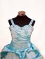 Blue Beaded and Ruch Decorate On Taffeta Flower Girl Pageant Dress With Straps Neckline Zipper-up