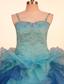 Multi-color Beaded and Ruffled Layers Decorate Organza Gorgeous Flower Girl Pageant Dress With Spaghetti Straps