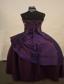 Dark Purple Beaded Decorate Princess Halter Neckline Flower Girl Pageant Dress