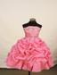 Romantic Watermelon Strapless Neckline Little Girl Pengant Dress With Flowers and Appliques Decorate