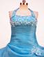 Wonderful Appliques Decorate Ball Gown Little Girl Pageant Dress Halter Floor-length