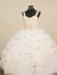 White Stylish Little Girl Pageant Dress Ball Gown With Straps Organza