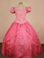 Formal WatermelonLittle Girl Pageant Dress Scoop Neck With Applqiues Organza