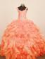 Exquisite Ruffles Little Girl Pageant Dress Orange Red Straps With Orange Red