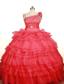 Custom Made Coral Red Little Girl Pageant Dress Asymmetrical Floor-Length Organza