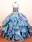 Elegant Ruffled Layeres Little Girl Pageant DressesSquare Neck Organza Floor-Length Ball Gown