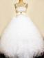 Pretty Ruffles Little Girl Pageant Dresses Straps Beaded Decorate Bust Floor-Length White