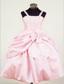 Bowknot Straps Baby Pink Taffeta Beading Little Girl Pageant Dresses For Custom Made