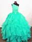 Turquoise Organza Beading Little Girl Pageant Dresses Customize
