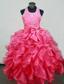 Sweet A-Line Halter Top Red Organza Beading Little Girl Pageant Dresses Custom Made