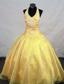 Yellow Halter Top Appliques Little Girl Pageant Dresses With Organza Hottest
