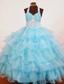 Halter Top Aqua Blue Organza Appliques Little Girl Pageant Dresses