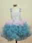A-Line Straps Mini-length Multi-color Organza Beading Little Girl Pageant Dresses