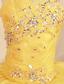 2013 Yellow Beautiful Beaded Decorate Bust Little Girl Pageant Dresses With One Shoulder Neck Ruffles