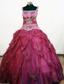Beading Square Elegant Tulle Ball Gown Little Girl Pageant Dresses Floor-length Fuchsia