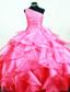 Ruffles Romantic Ball gown Hot Pink Organza One Shoulder Beading Floor-length Little Girl Pageant Dresses