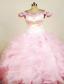 Beading Luxurious Ball gown Organza Off the shoulder neck Floor-length Pink Beading Little Girl Pageant Dresses