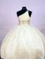 Cute Ball gown One Shoulder Floor-length Organza Yellow Beading Little Girl Pageant Dresses