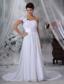 Elegant Column / Sheath One Shoulder Court Train Ruched Wedding Dress