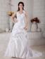 Amazing A-line Halter Court Train Taffeta Ruch Wedding Dress