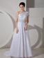 Luxurious A-line One Shoulder Court Train Satin Belt Wedding Dress