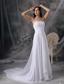 White Empire Strapless Court Train Chiffon Appliques and Ruch Wedding Dress