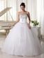 Organza Ball Gown Beaded Decorate Sweetheart and Waist With Rhinestones For Custom Made Wedding Dress