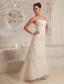 Sweetheart Lace and Organza Wedding Dress For Custom Made A-line Brush Train