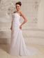 Ruch and Appliques Sweetheart Chiffon Wedding Dress With A-line Court Train
