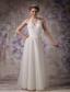 Perfect Column Halter Floor-length Tulle Beading Wedding Dress
