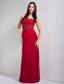 Wine Red Empire Strapless Floor-legnth Chiffon Appliques With Beading Bridesmaid Dress