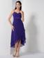 Purple Empire Spaghetti Straps High-low Chiffon Prom Dress