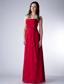 Wine Red Column Strapless Floor-length Chiffon Beading Bridesmaid Dress