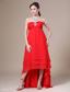 Red High-low Ruched Decorate Bust For 2013 Prom Dress In Olympia With Beading
