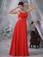 Decorah Iowa Beaded Decorate Straps Ruched Bodice Red Chiffon Floor-length For 2013 Prom / Evening Dress
