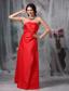 Red Column / Sheath Strapless Floor-length Satin Prom Dress