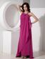 Fuchsia Empire Halter Floor-length Chiffon Beading Prom Dress