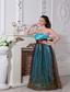 Aqua Column / Sheath Strapless Prom Dress Embroidery Floor-length Organza