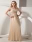 Champagne Column V-neck Floor-length Chiffon Pleat Prom Dress