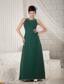 Dark Green Empire Scoop Floor-length Chiffon Beading Prom Dress