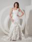 Brand New Mermaid One Shoulder Court Train Hand Made Flowers and Ruch Wedding Dress